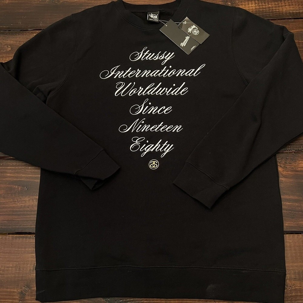 Vintage Stussy Script International Embroidered Crewneck Sweatshirt